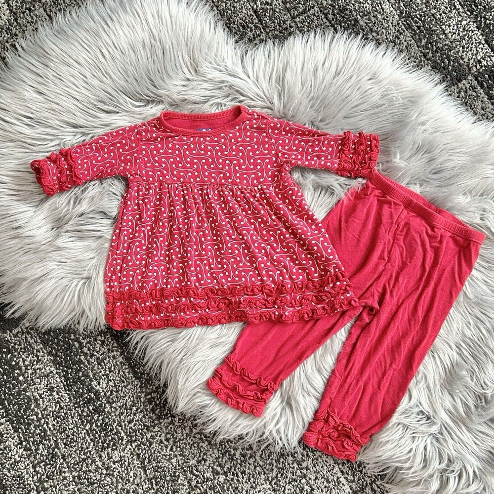 Kickee Pants-Kicky Pants Red Ruffle‎ Bamboo Outfit 12/18month